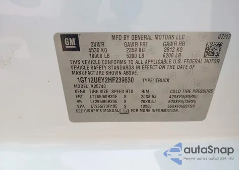 2017 GMC Sierra 2500Hd Denali from USA, damaged, VIN 1GT12UEY2HF239630